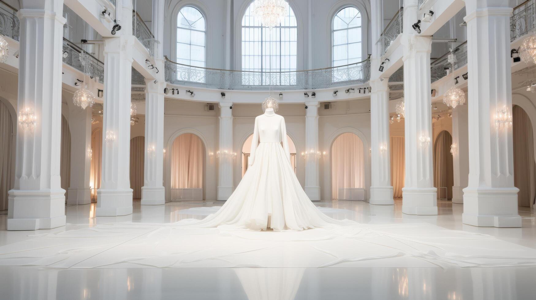 ai generiert elegant Hochzeit Kleid im großartig Tagungsort foto