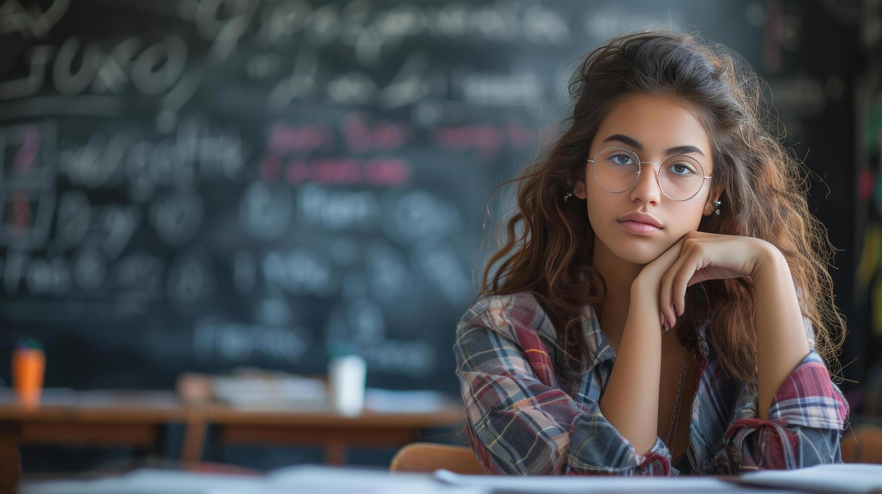 ai generiert ein nachdenklich hoch Schüler üben algebraisch Gleichungen mit ein entschlossen Ausdruck foto