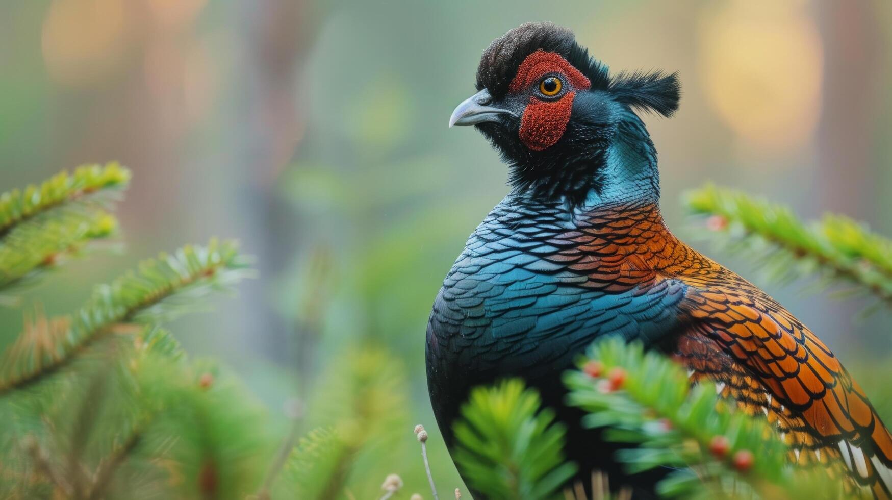 ai generiert Auerhahn Vogel im Herbst Wald foto