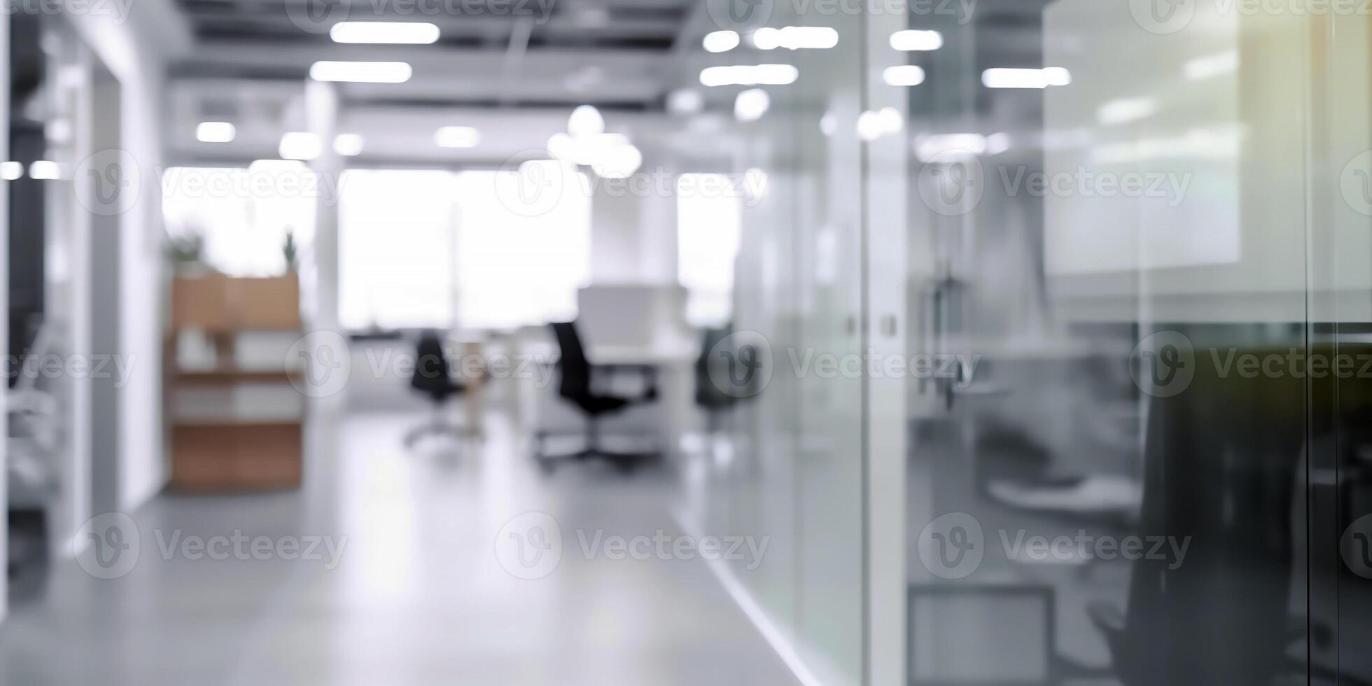 ai generiert verschwommen leeren öffnen Raum Büro foto