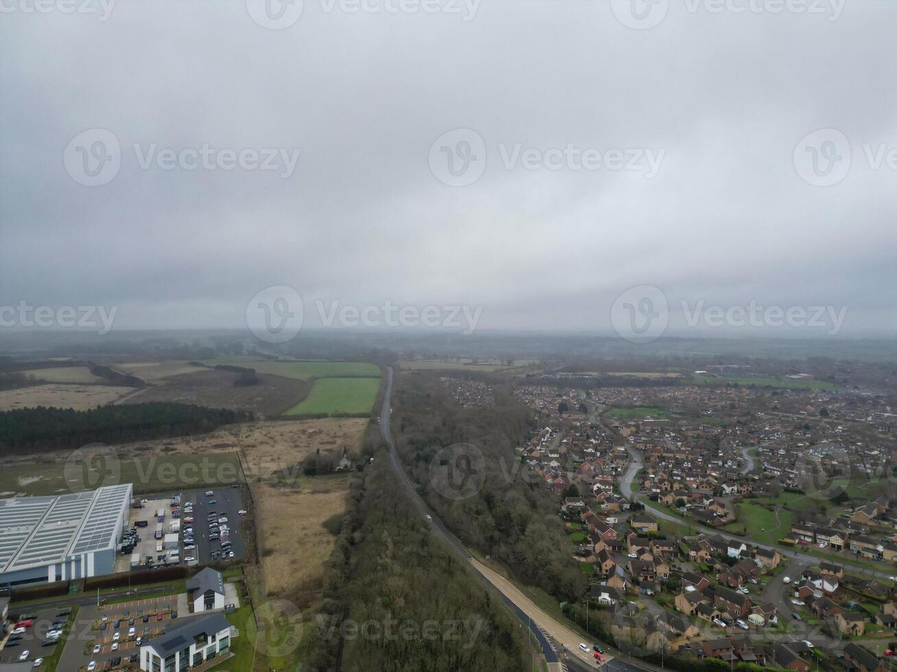 hoch Winkel Aussicht von Corby Stadt von Northamptonshire England vereinigt Königreich. November 1, 2023 foto
