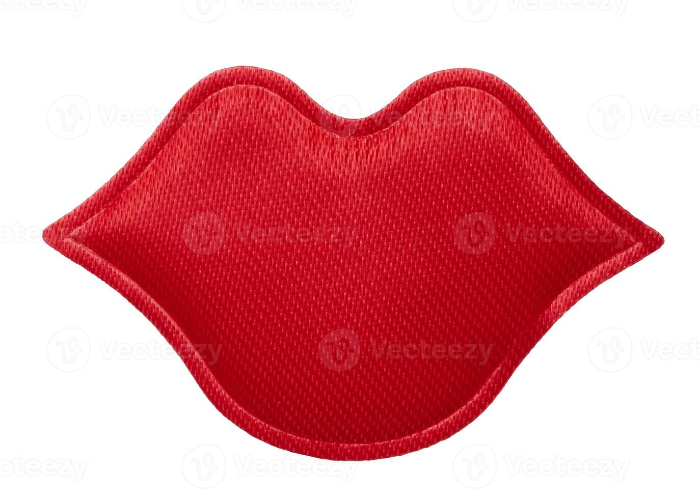 rot Textil- Lippen auf isoliert Hintergrund foto