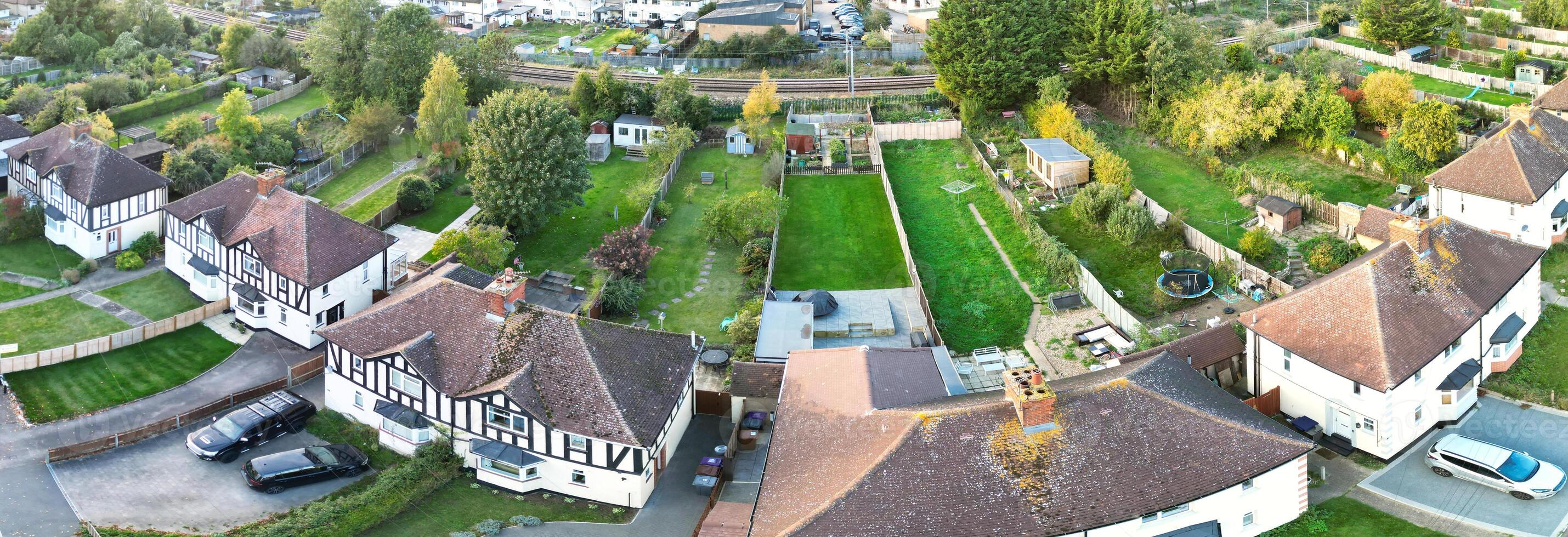 Antenne Panorama- Aussicht von zentral hitchin Stadt von England vereinigt Königreich. Oktober 28., 2023 foto