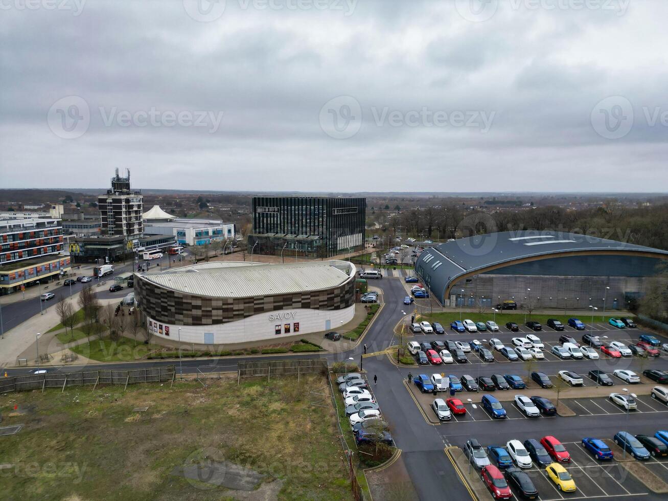 hoch Winkel Aussicht von Corby Stadt von Northamptonshire England vereinigt Königreich. November 1, 2023 foto