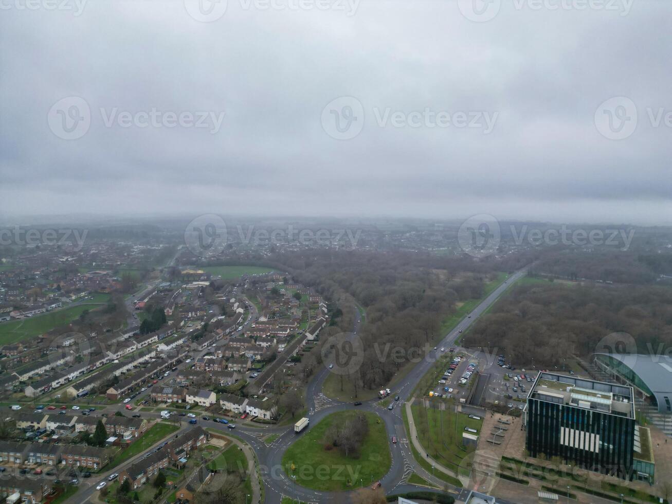 hoch Winkel Aussicht von Corby Stadt von Northamptonshire England vereinigt Königreich. November 1, 2023 foto