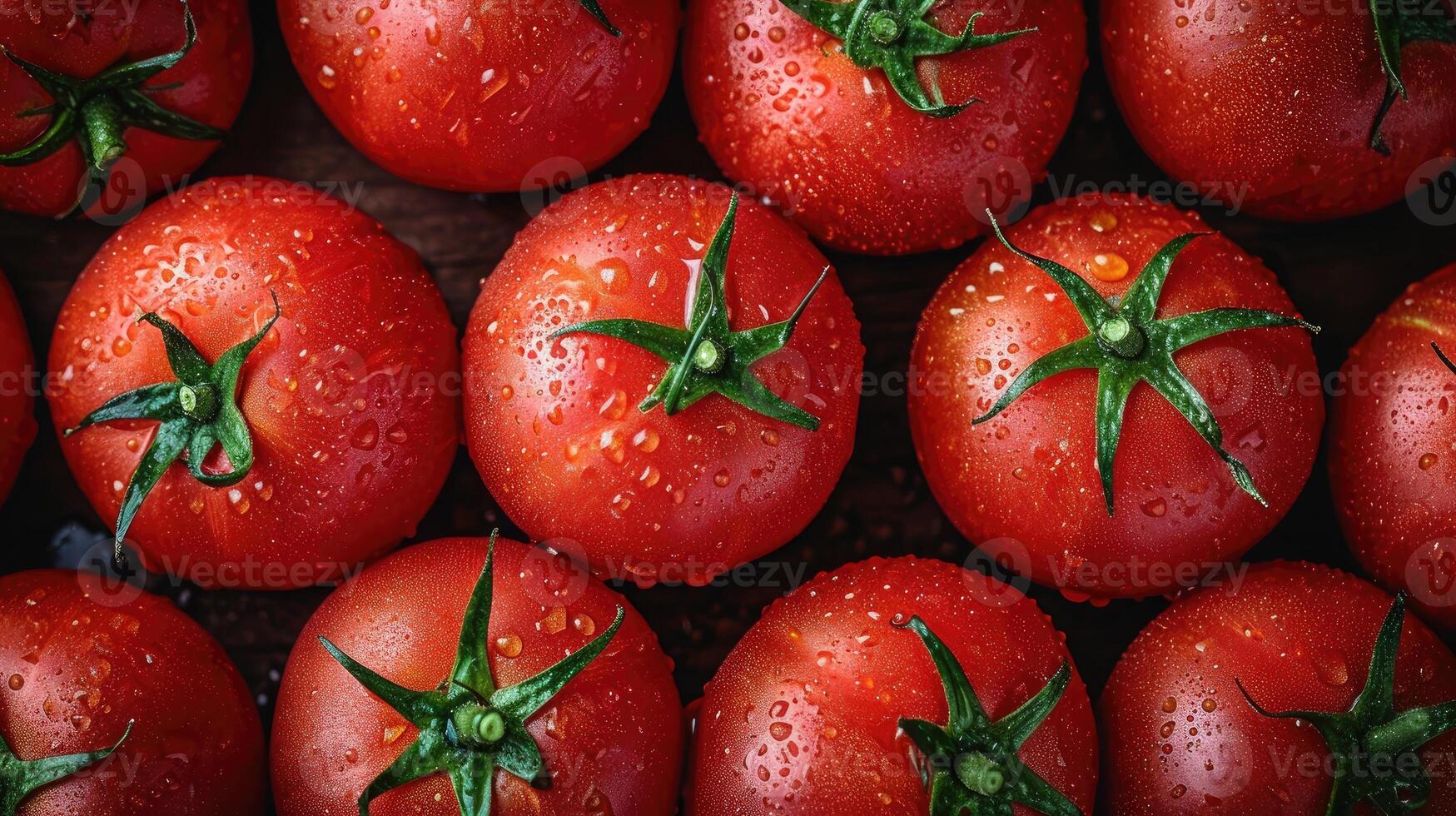 ai generiert Tomate Hintergrund. frisch Tomaten kreativ vereinbart worden, ein künstlerisch Layout zu Vitrine Farbe und Form. foto