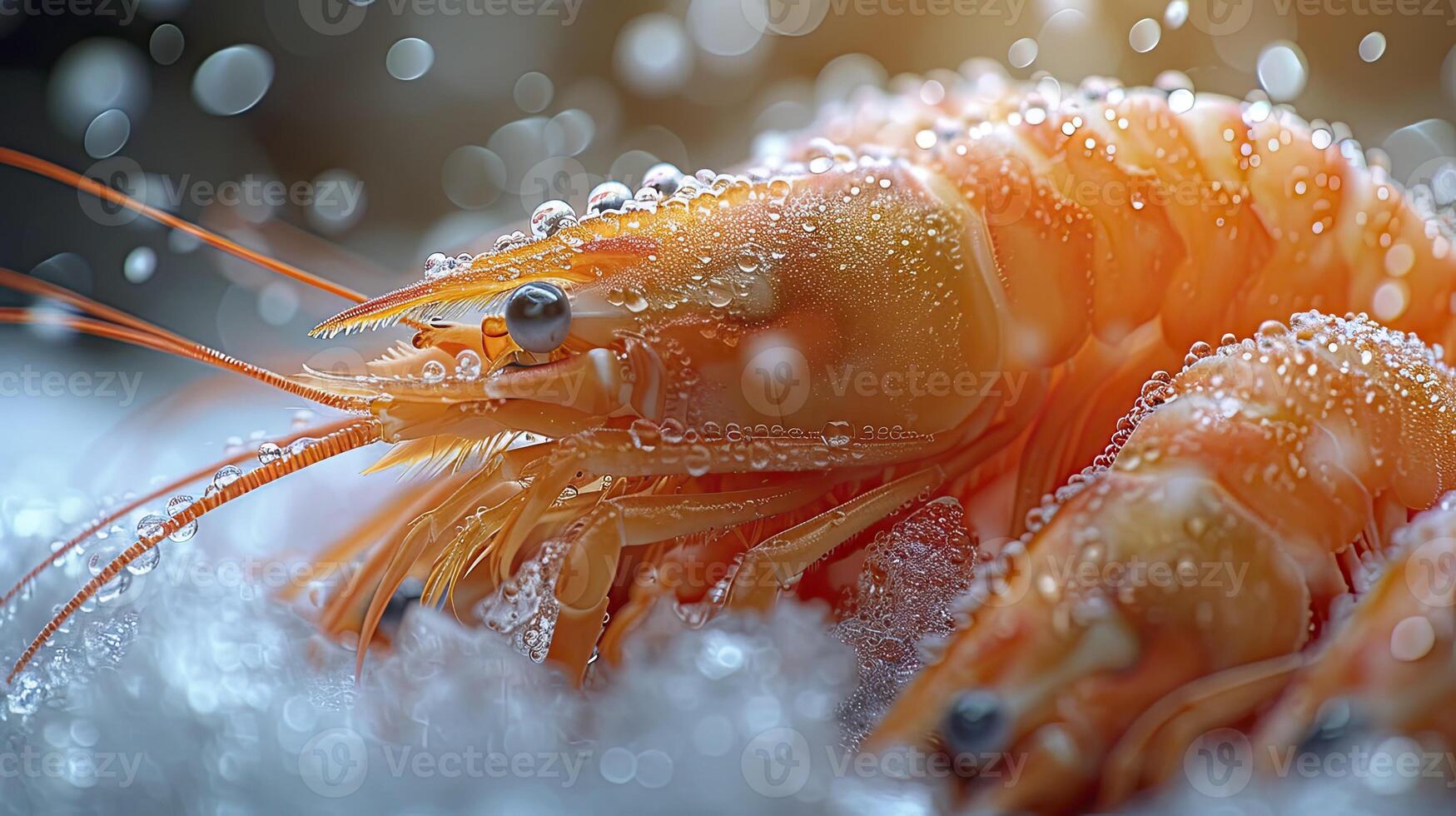 ai generiert saftig gefroren Garnele. das Frische von das Garnele schließen oben Sicht. Meeresfrüchte Fotografie. foto