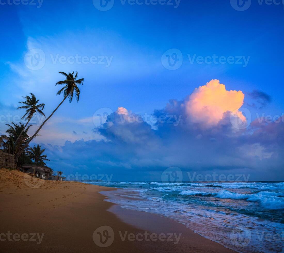 Sonnenuntergang am tropischen Strand foto