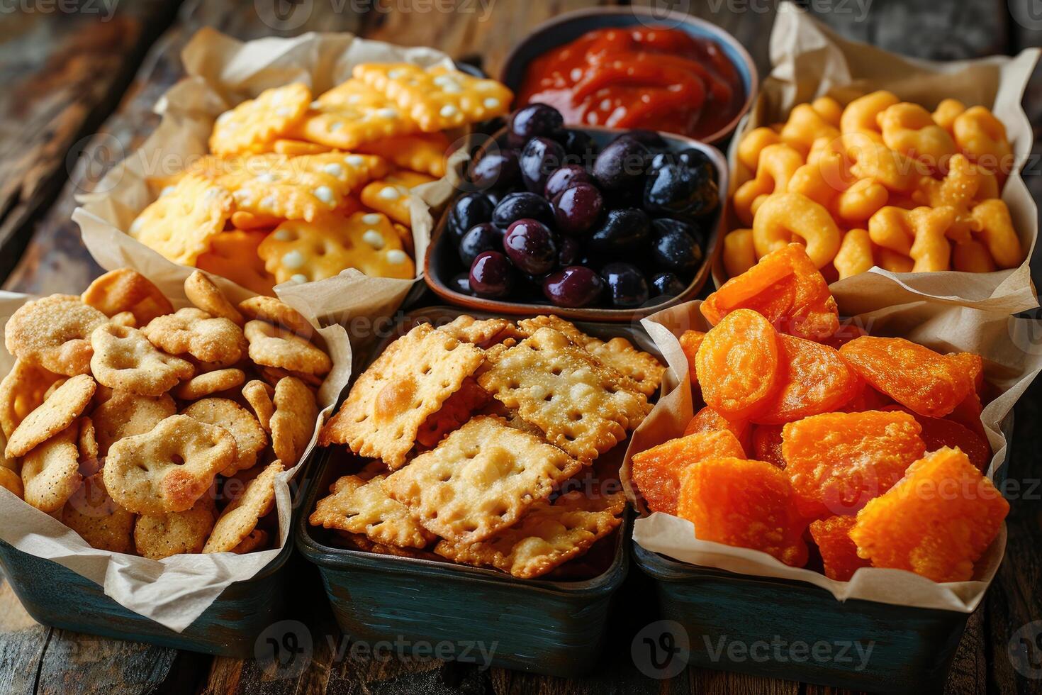 ai generiert Snacks im ein Container Fachmann Werbung Essen Fotografie foto