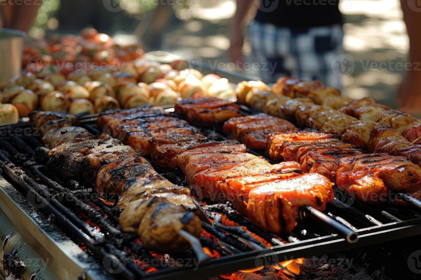 ai generiert köstlich gegrillt Fleisch mit Gemüse Fachmann Werbung Essen Fotografie foto