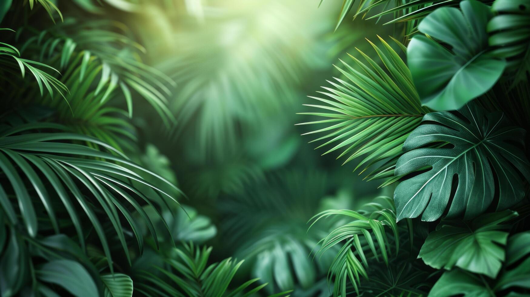 ai generiert einfach Kulissen geschmückt mit üppig tropisch Blätter, ausströmend ein berühren von exotisch Eleganz foto