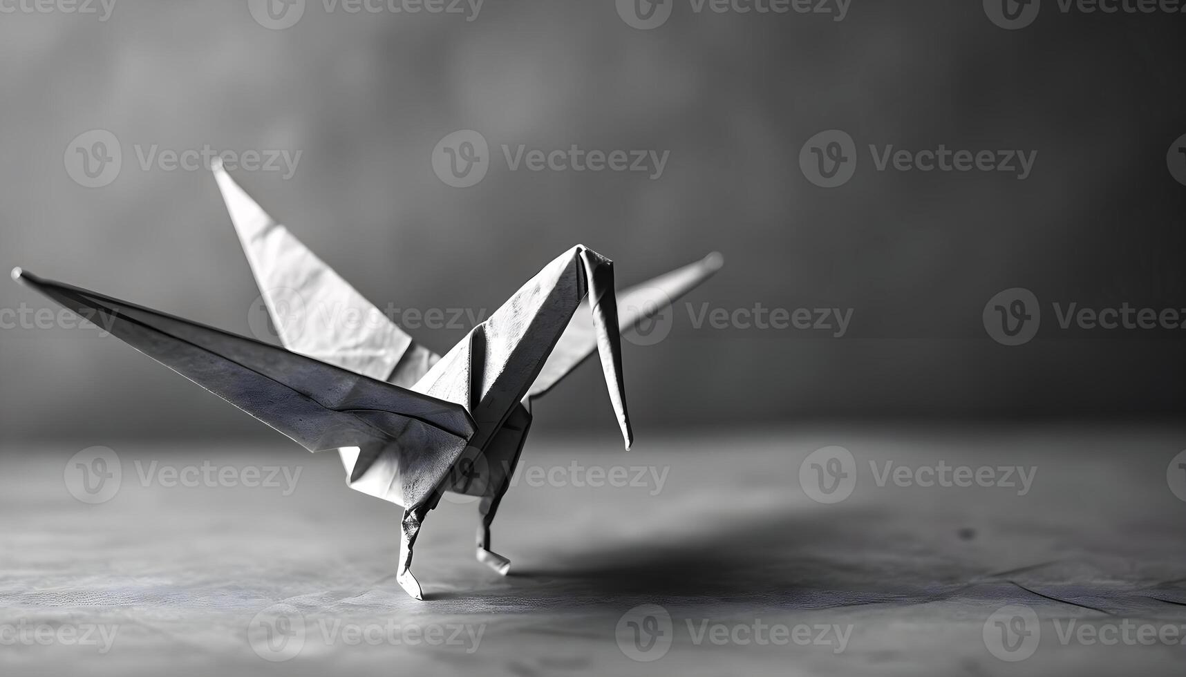 ai generiert ein schwarz und Weiß Foto von ein Origami Vogel