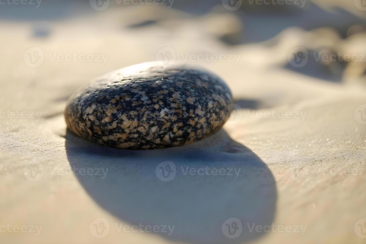 ai generiert ein Felsen Sitzung auf oben von ein sandig Strand foto