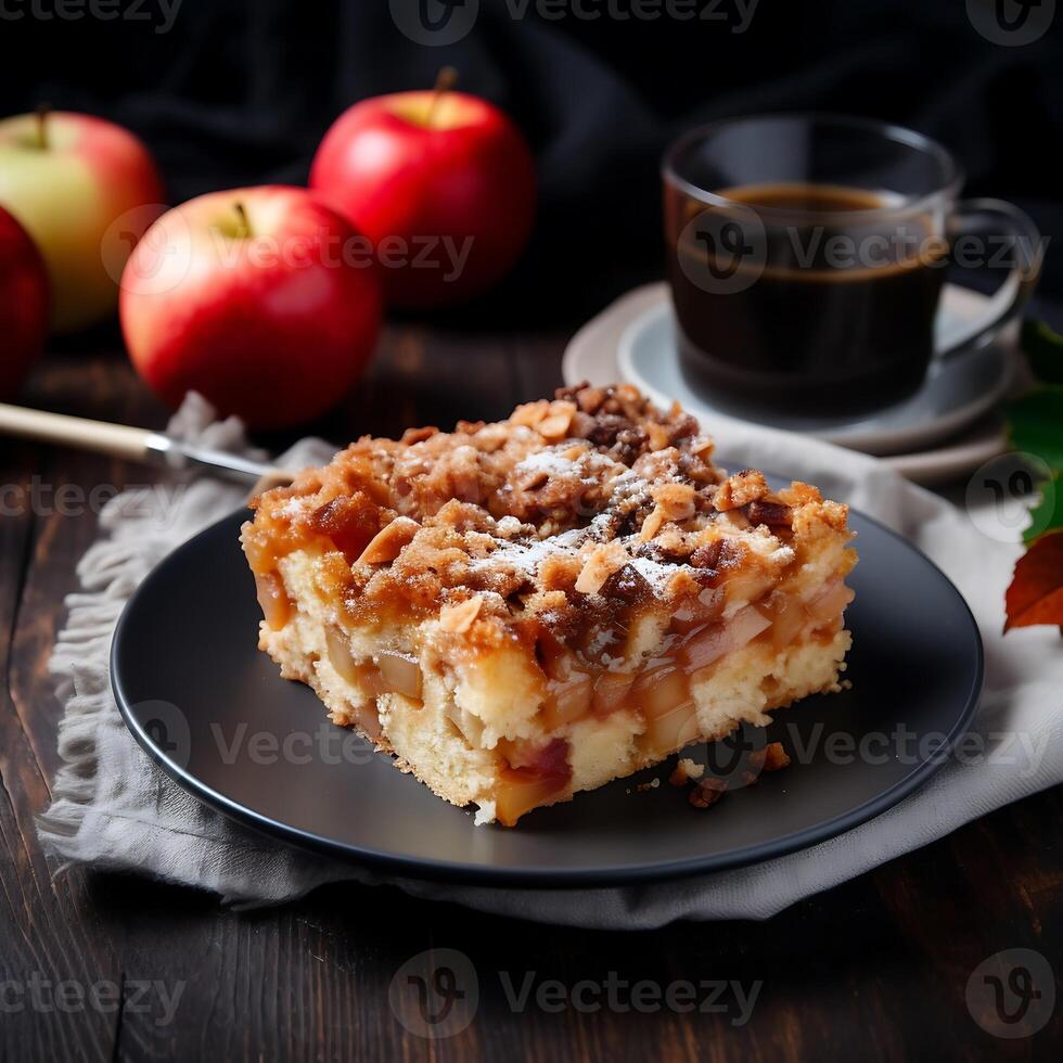 ai generiert hausgemacht Apfel Kuchen mit Zimt und Anis. selektiv Fokus. foto