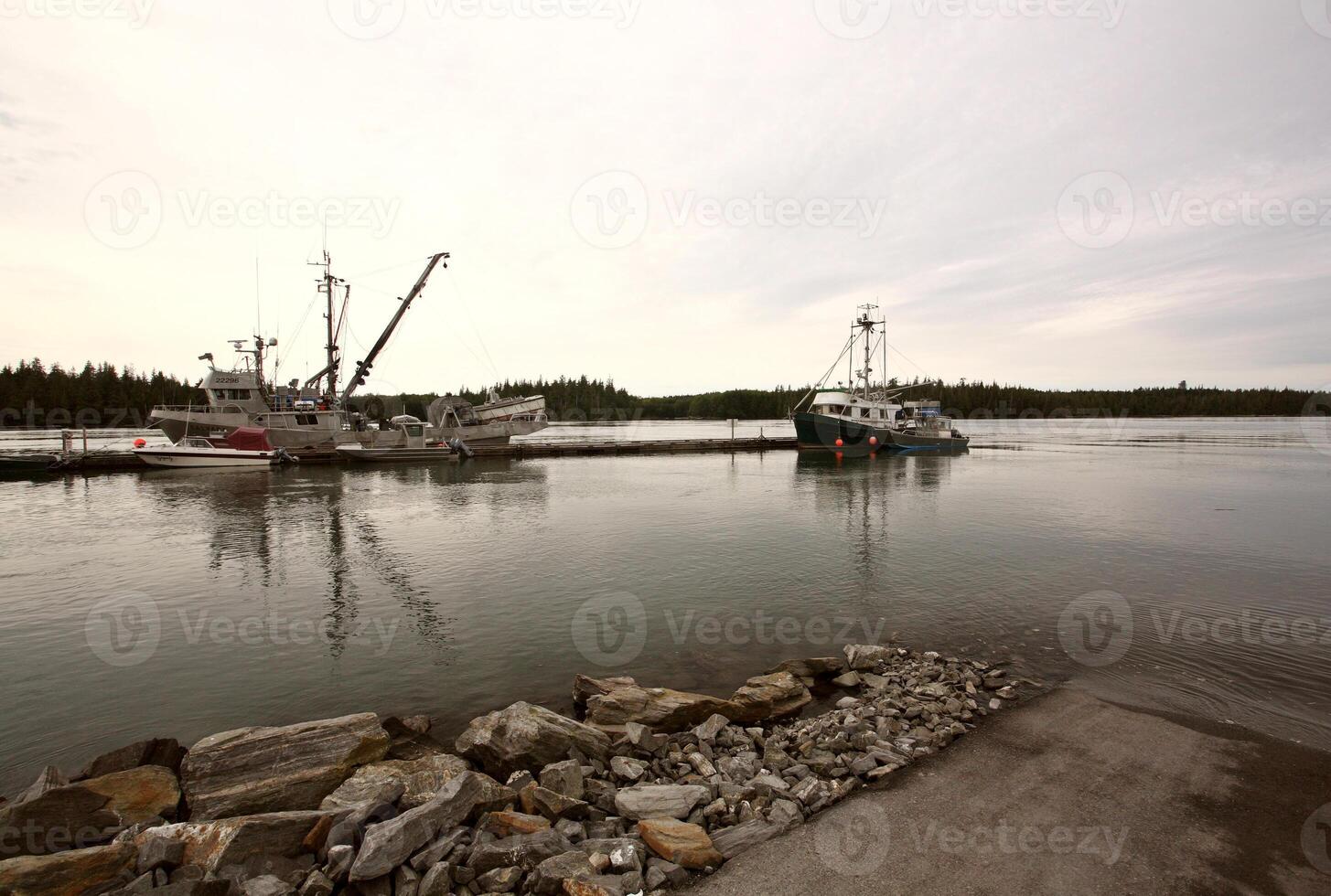 Angedockte Fischerboote in Port Edward, British Columbia foto