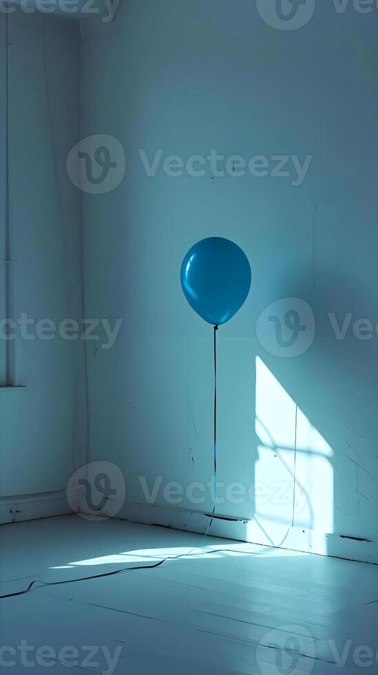 ai generiert ein Ballon schwebend im das Luft im ein Zimmer foto