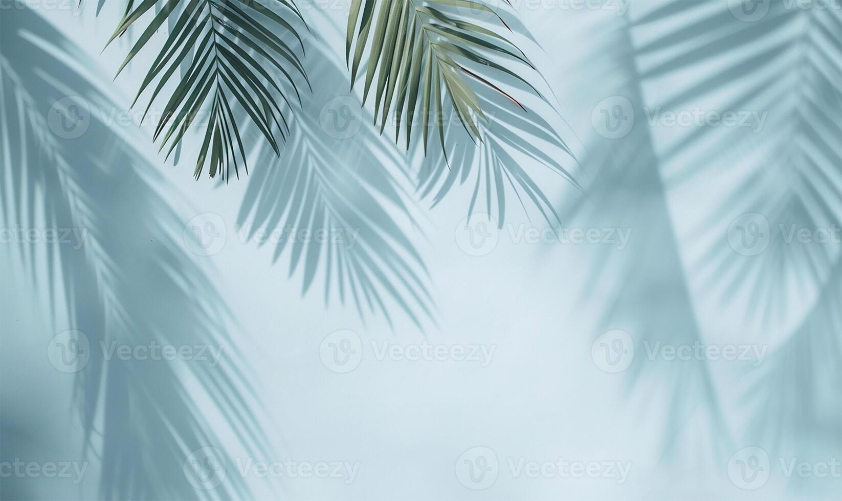 ai generiert Palme Schatten auf ein Frühling Blau Segeltuch foto