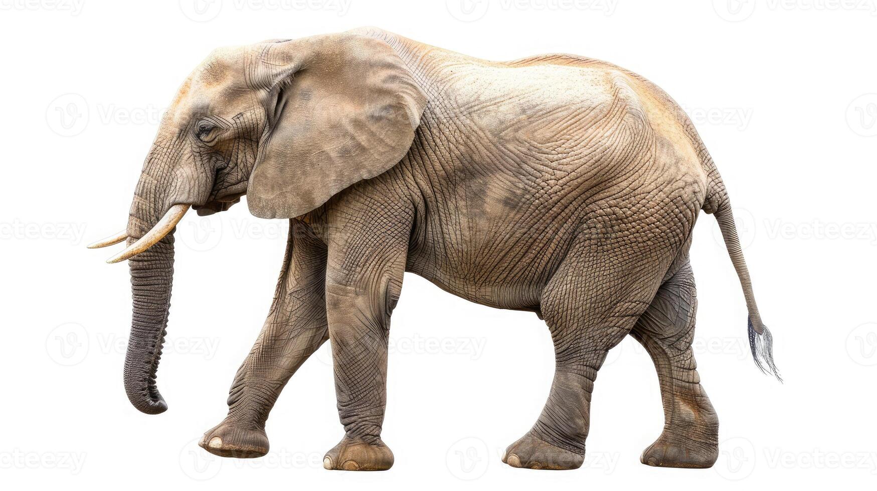 ai generiert Elefant auf isoliert Weiß Hintergrund. foto