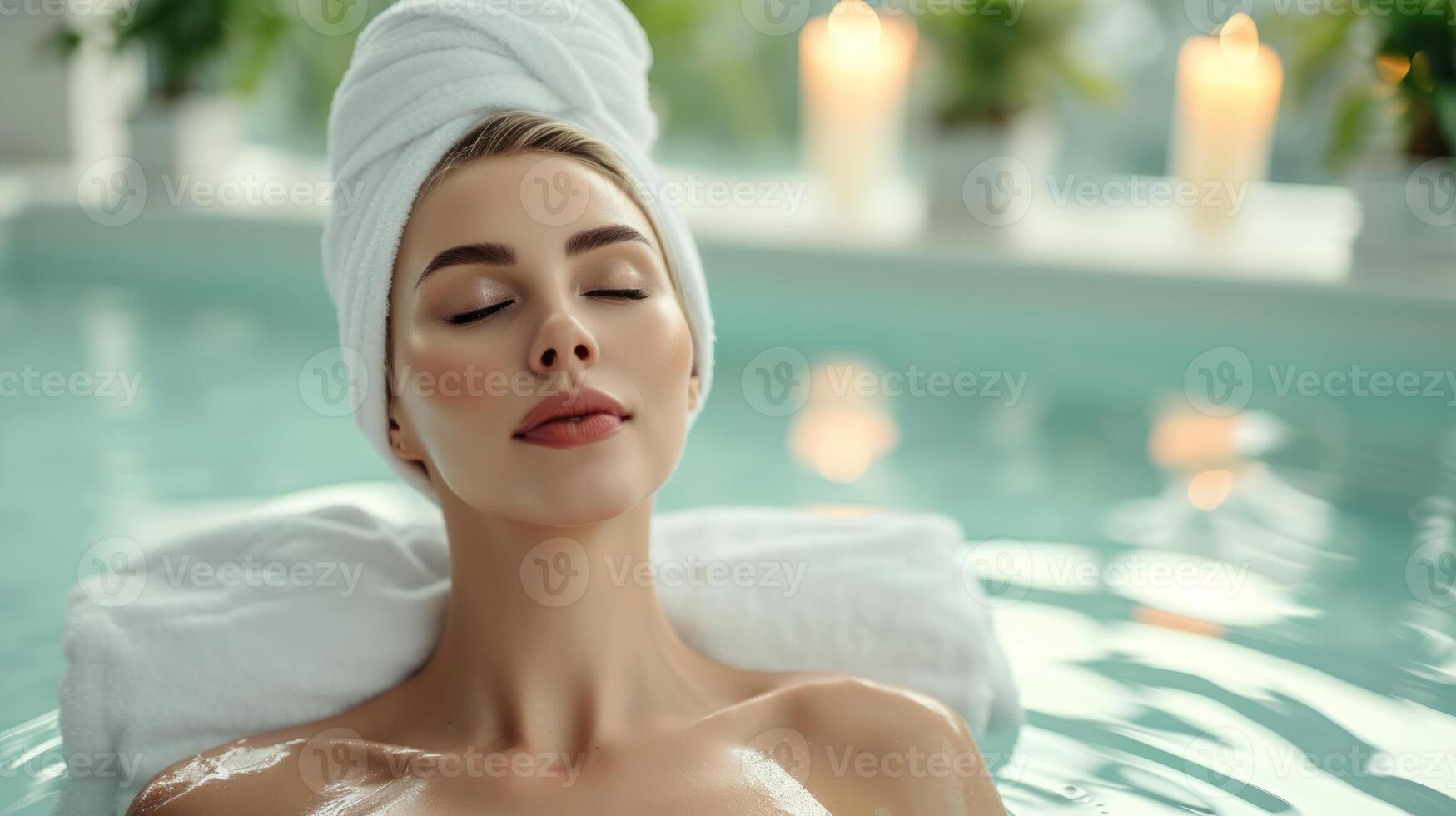 ai generiert entspannt schön Frau im Spa Salon. natürlich Alternative Therapie, Spa Behandlung Konzept foto