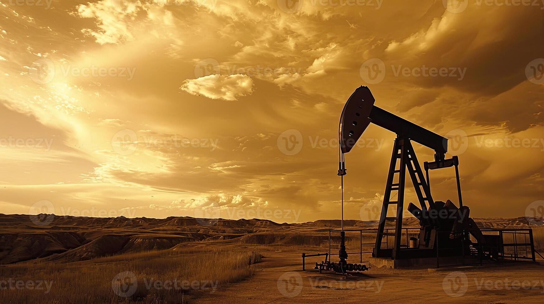 ai generiert Öl Pumpe Öl rig Energie industriell Maschine zum Petroleum im das Sonnenuntergang Hintergrund foto