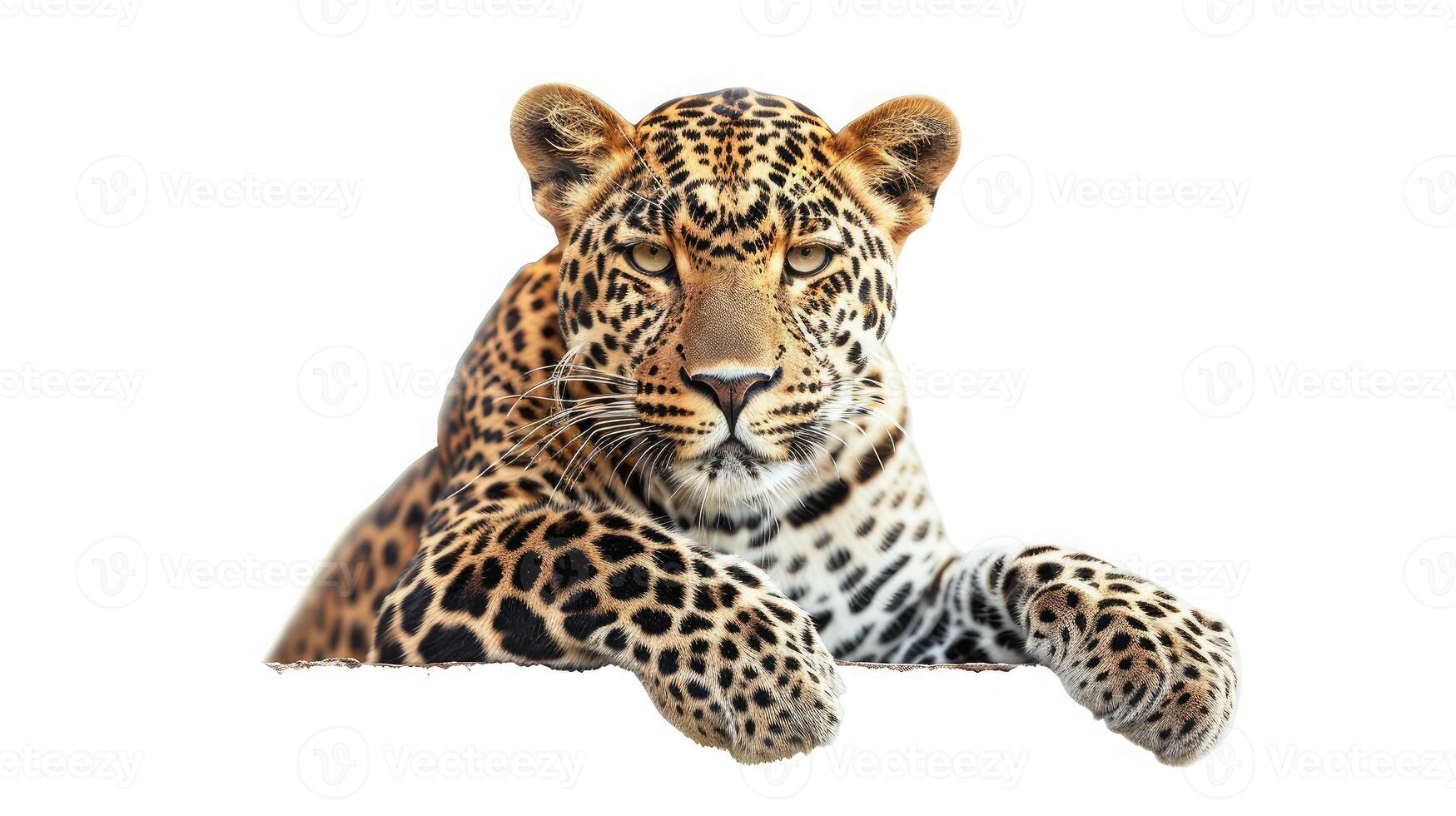 ai generiert Leopard isoliert auf Weiß Hintergrund foto