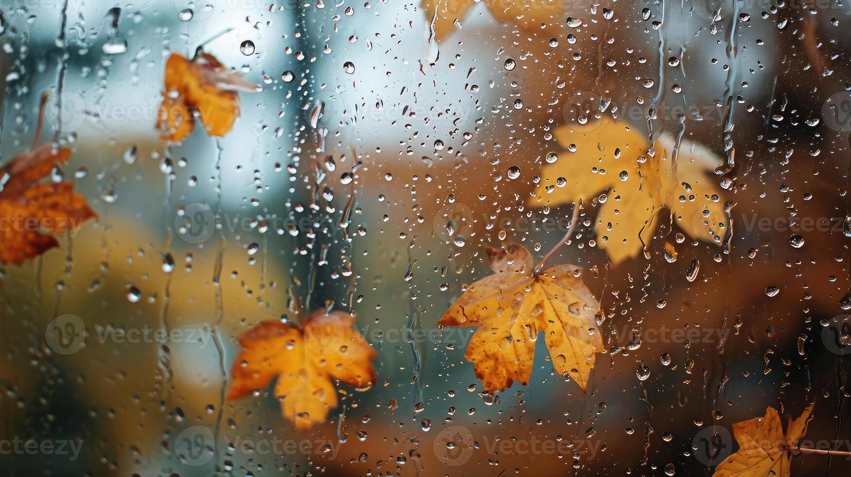 ai generiert Herbst Regen, das Inschrift auf das verschwitzt Glas Liebe und Herz foto