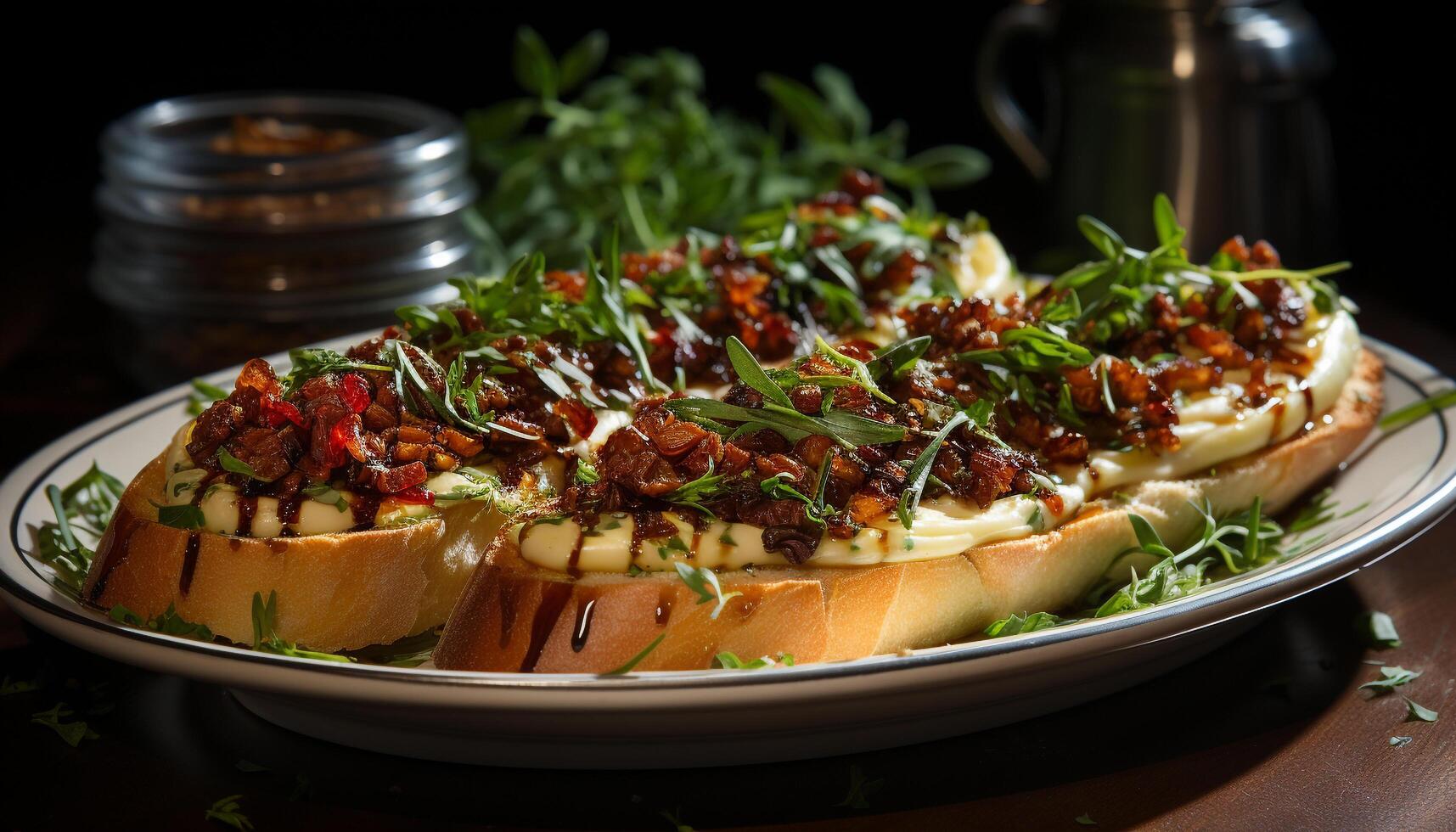 ai generiert gegrillt Gemüse Platte, gesund hausgemacht Mittagessen auf Tabelle generiert durch ai foto