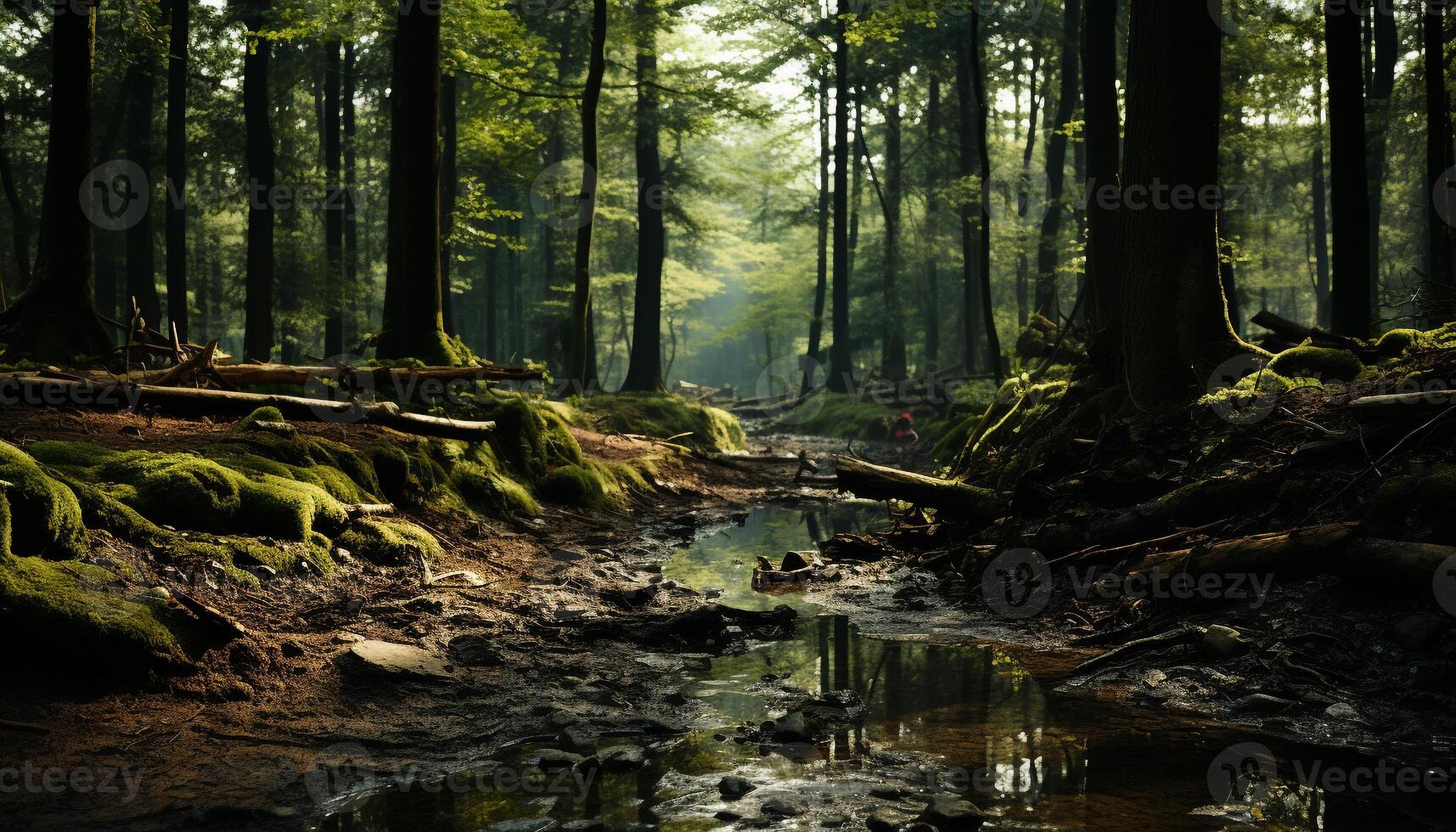 ai generiert still Szene von ein nass Wald im Herbst generiert durch ai foto