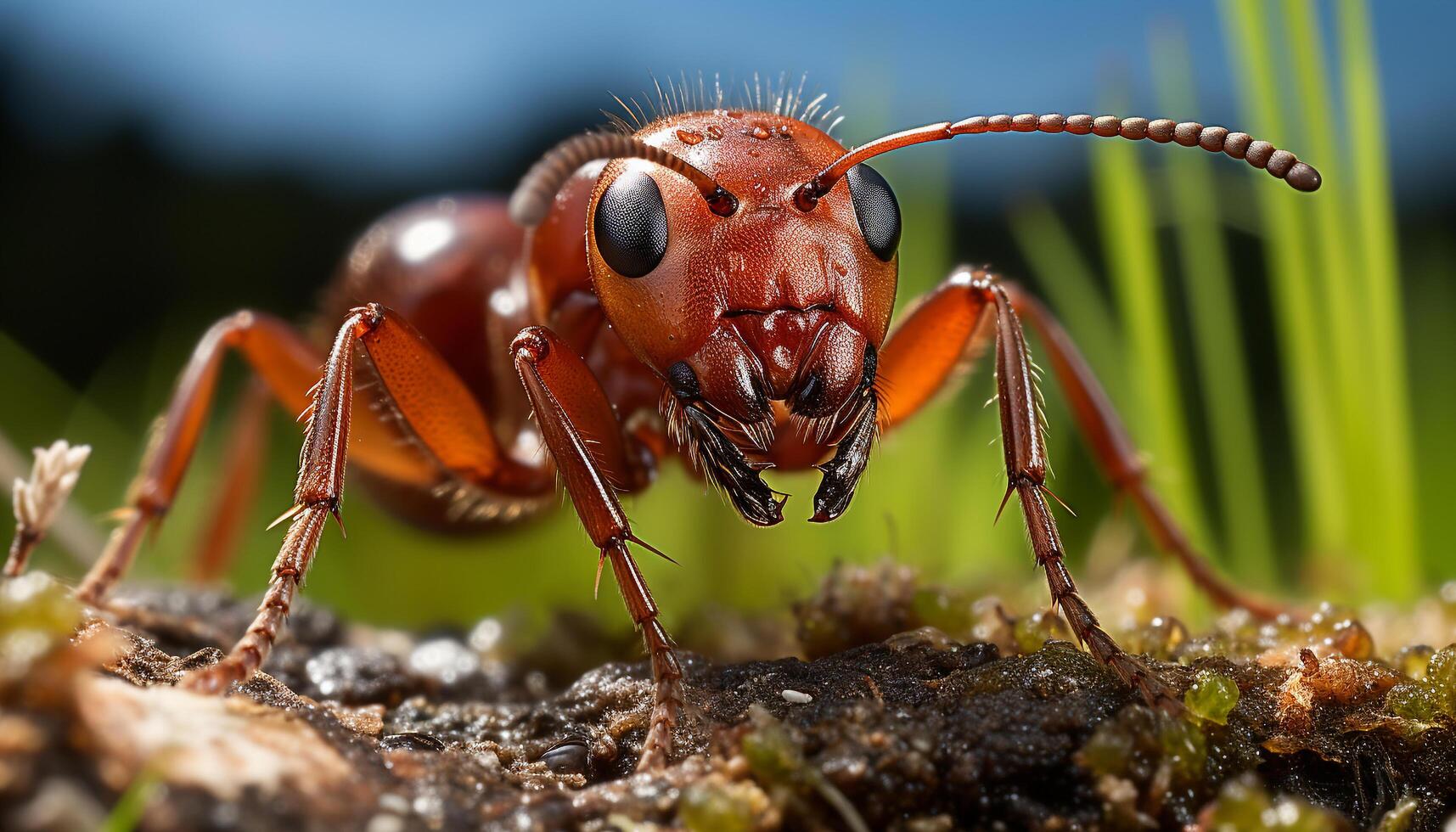 ai generiert klein Grün Insekt schließen oben im Natur generiert durch ai foto