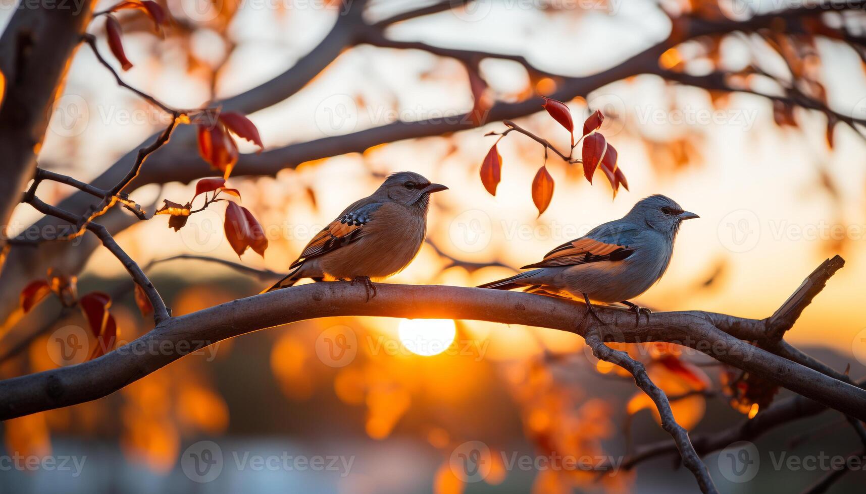 ai generiert ein klein Vogel sich niederlassen auf ein Ast generiert durch ai foto