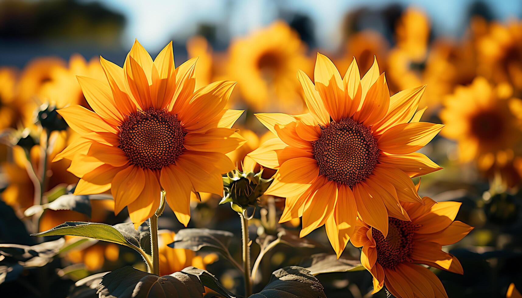 ai generiert Sonnenblume, Natur beschwingt Schönheit im ein Wiese generiert durch ai foto