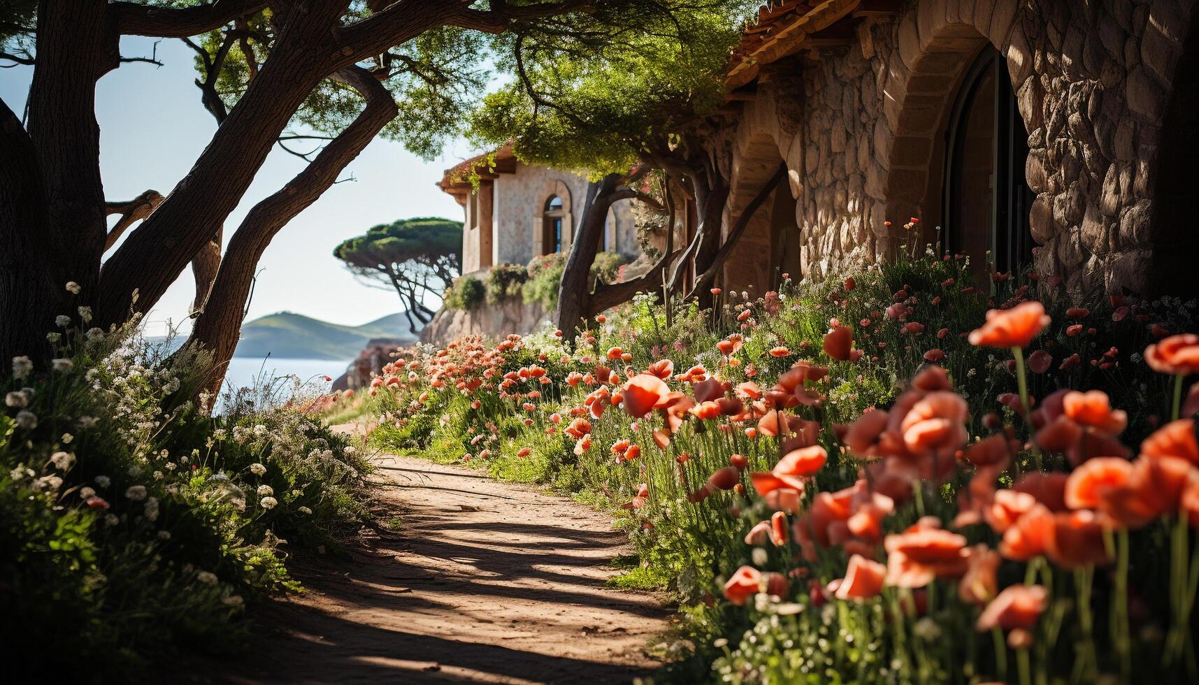 ai generiert Schönheit im Natur, Sommer- Blumen- Landschaft Blüten generiert durch ai foto