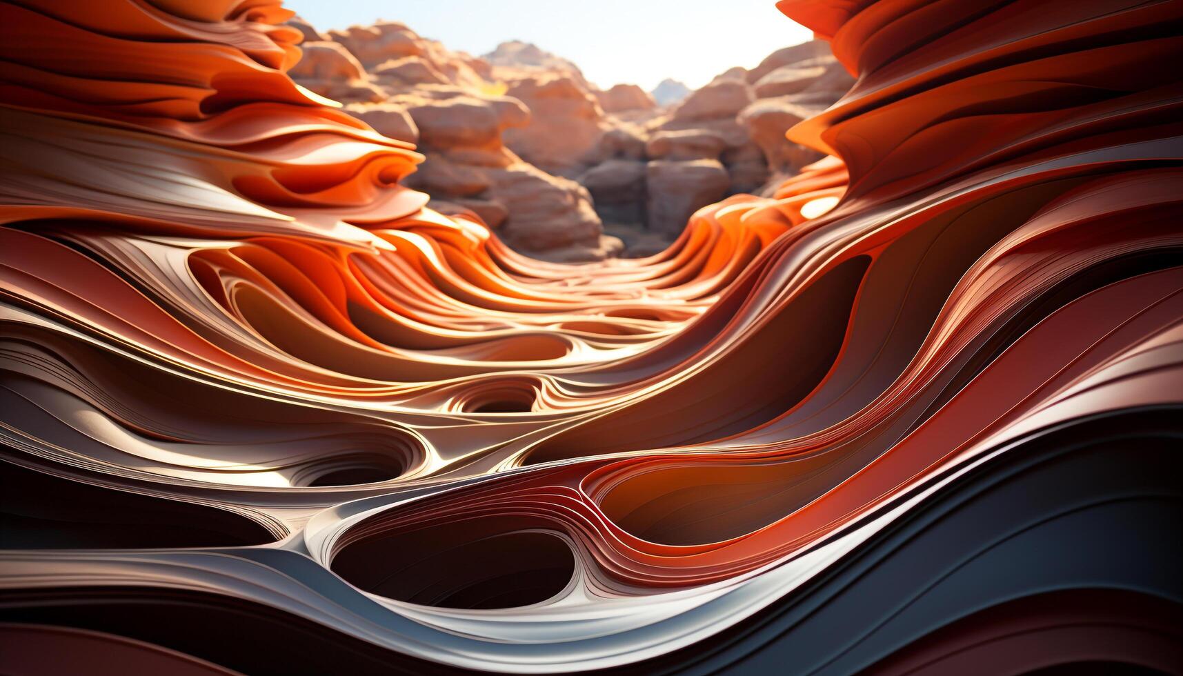 ai generiert abstrakt Landschaft mit beschwingt Farben und fließend Wellen generiert durch ai foto