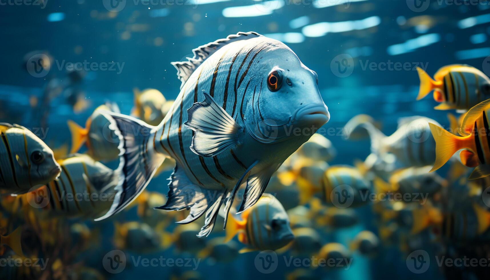 ai generiert bunt Fisch schwimmen im das unter Wasser Riff generiert durch ai foto