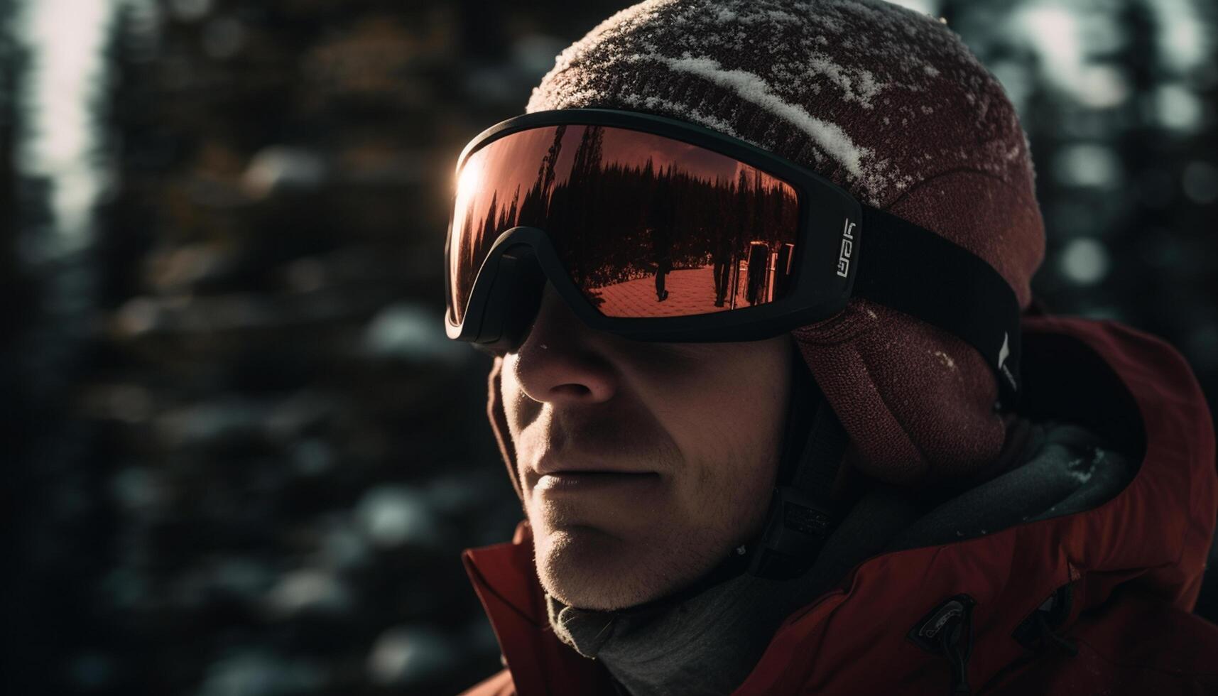 ai generiert ein jung Mann genießt Winter draußen, Skifahren im das Berge generiert durch ai foto