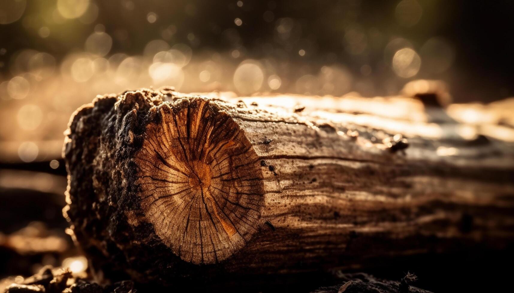 ai generiert Natur Schönheit im ein schließen oben alt Baum Stamm, frisch Grün generiert durch ai foto