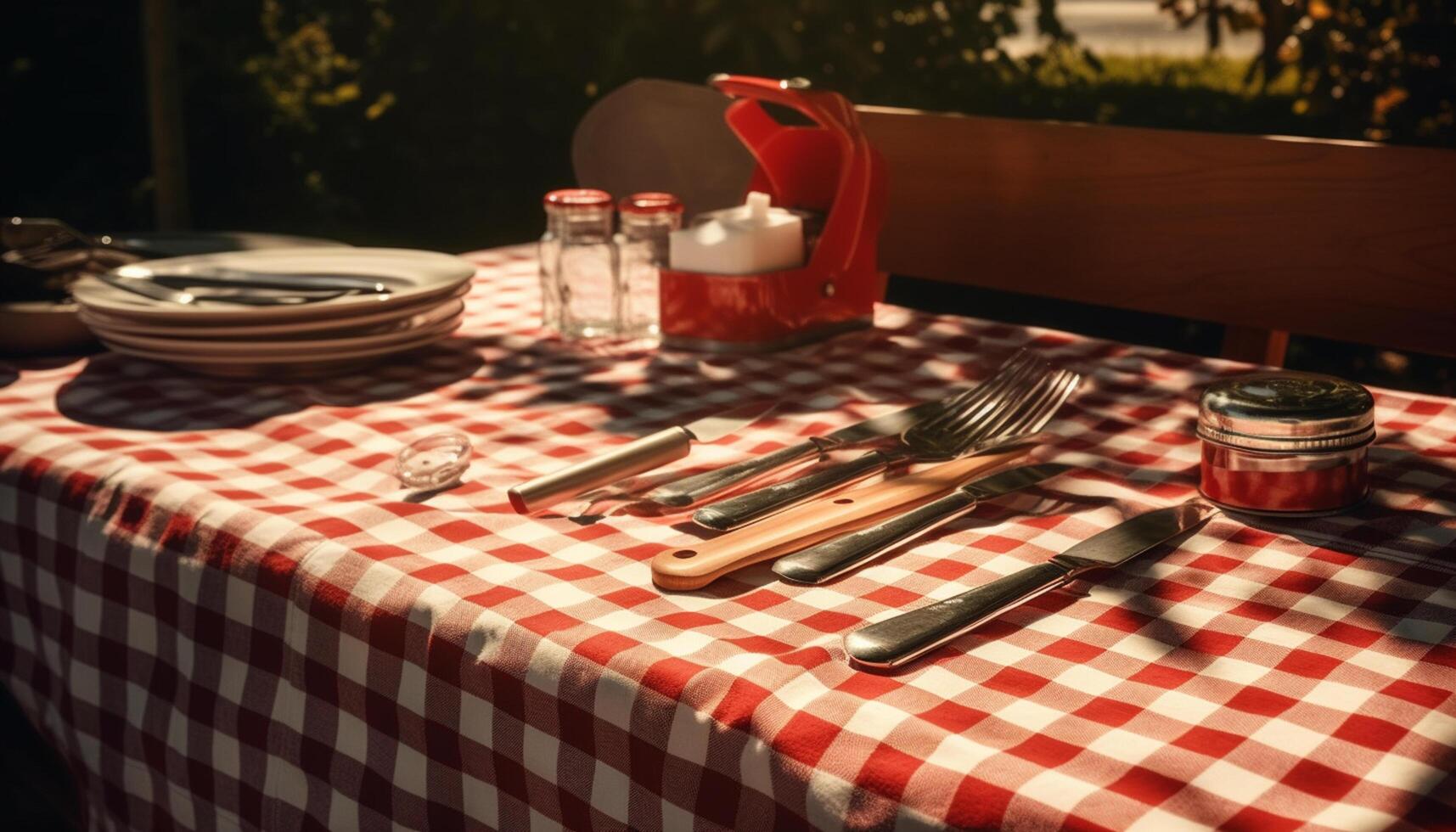 ai generiert ein Picknick auf ein sonnig Sommer- Tag, Natur Feier generiert durch ai foto