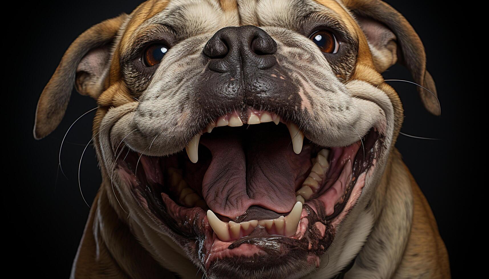 ai generiert süß Bulldogge Hündchen suchen beim Kamera, spielerisch und lächelnd generiert durch ai foto