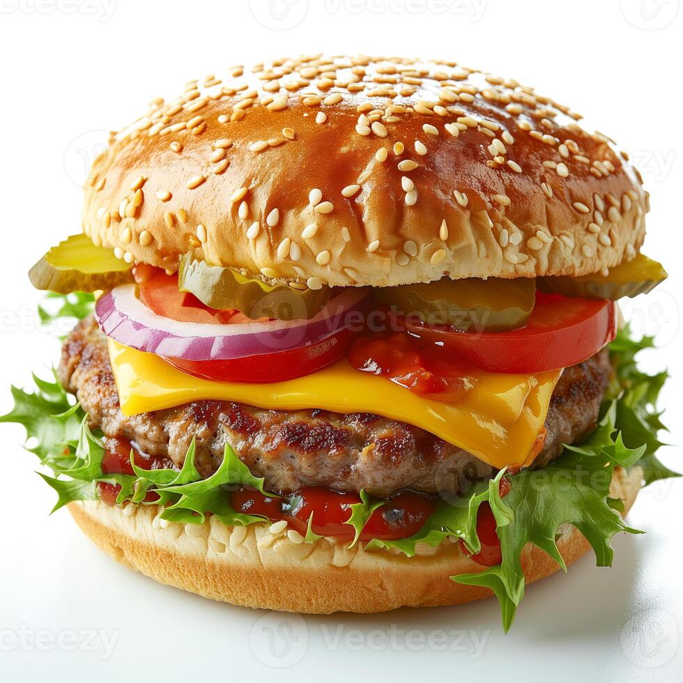 ai generiert Burger isoliert auf ein transparent Hintergrund. foto