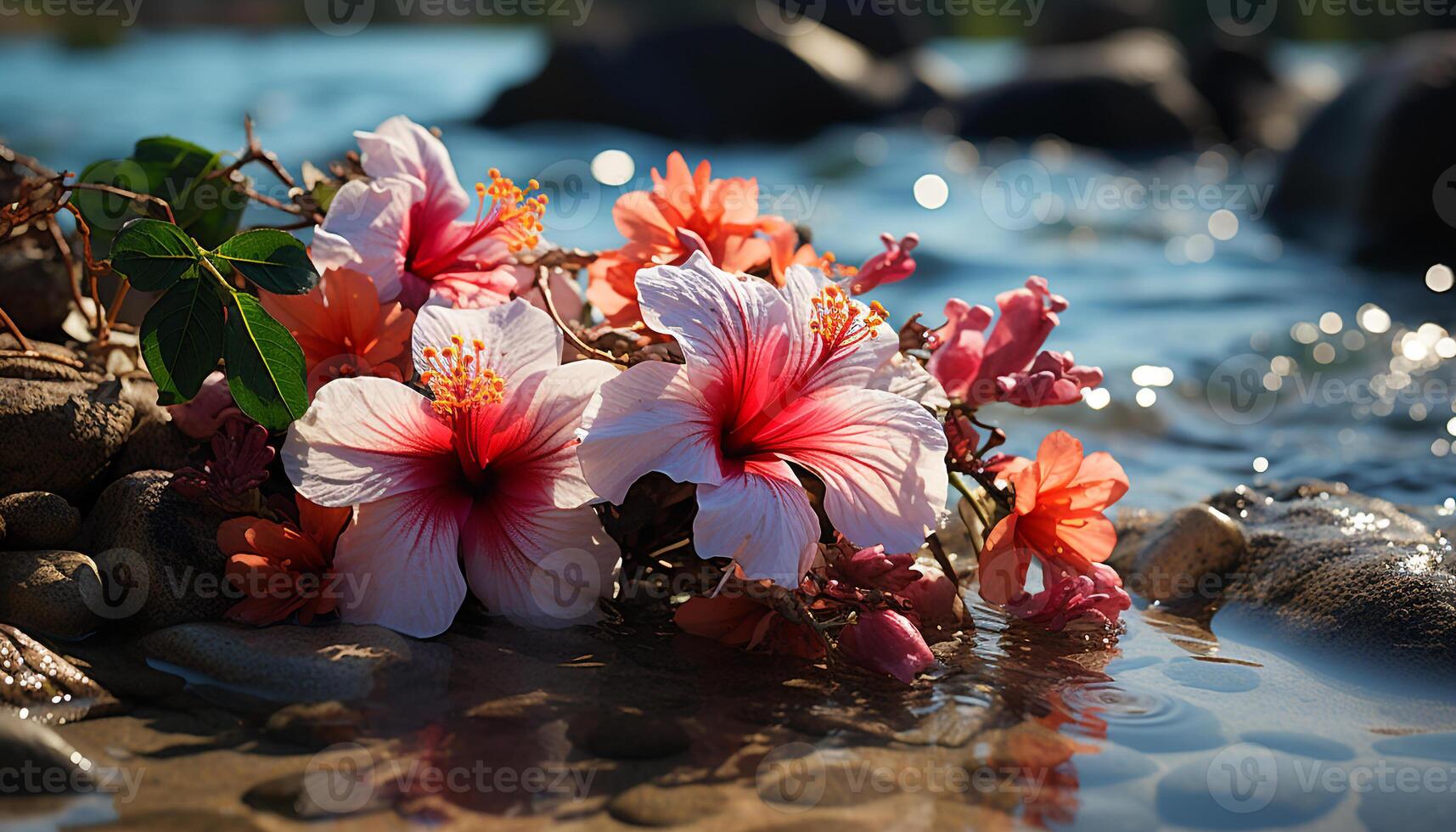 ai generiert schön Blume blühen im Natur, reflektieren still Sommer- generiert durch ai foto