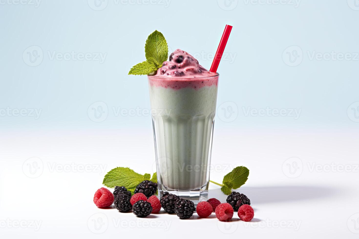 ai generiert Beere Milchshake schließen oben foto