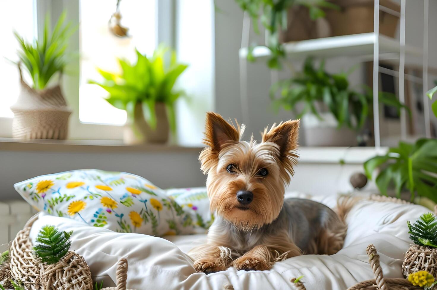 ai generiert Hund Freude im ein Frühling Fest foto