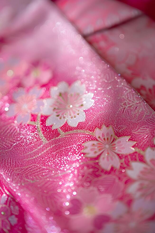 ai generiert modisch Kimono glam ein modern Twist auf traditionell Eleganz im glänzend Rosa foto