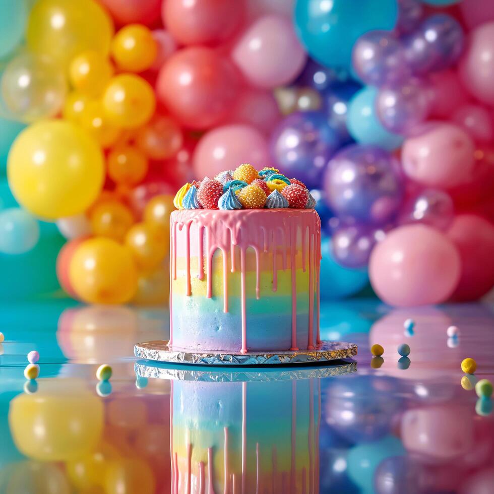 ai generiert Vanille Eleganz entfesselt. ein Geburtstag Kuchen von exquisit Freude. foto