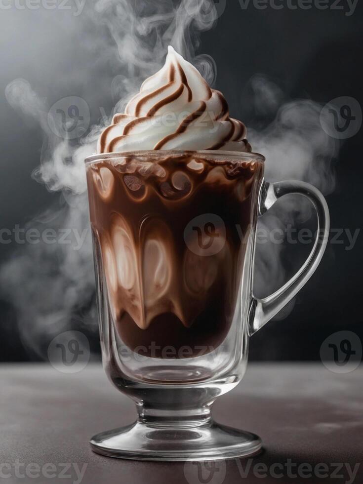 ai generiert ein Tasse von vereist Kakao mit cool Dampf Kommen aus sehen. ai generativ foto
