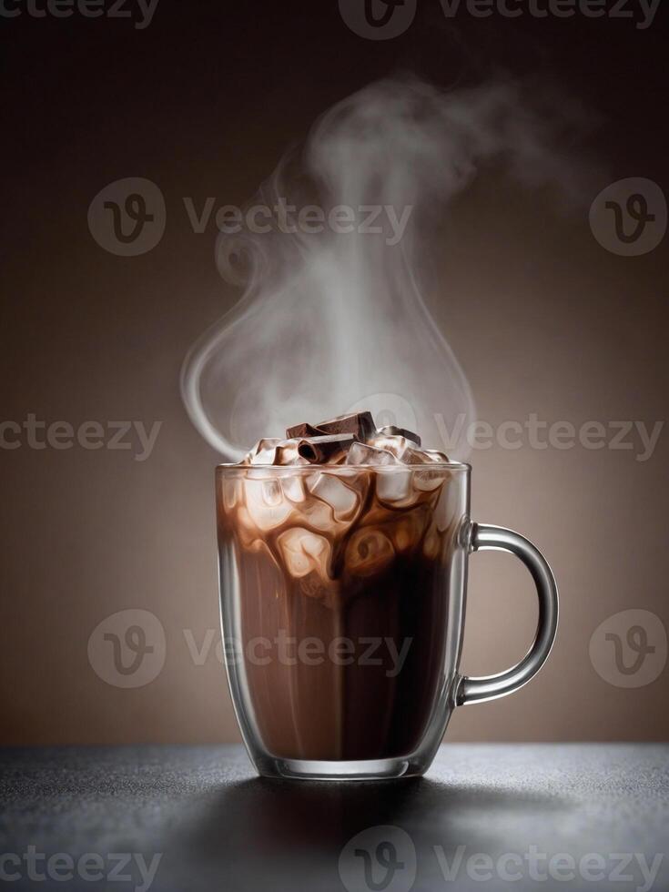 ai generiert ein Tasse von vereist Kakao mit cool Dampf Kommen aus sehen. ai generativ foto