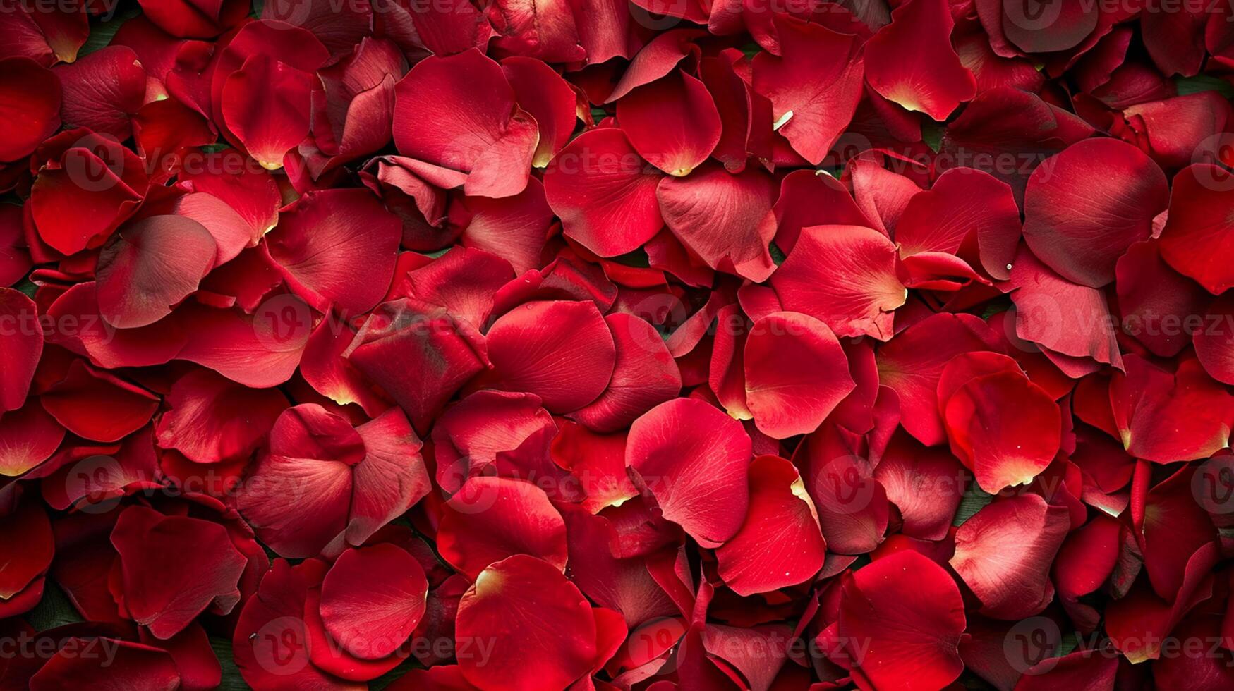 ai generiert ein beschwingt Sammlung von rot Rose Blütenblätter Hintergrund foto