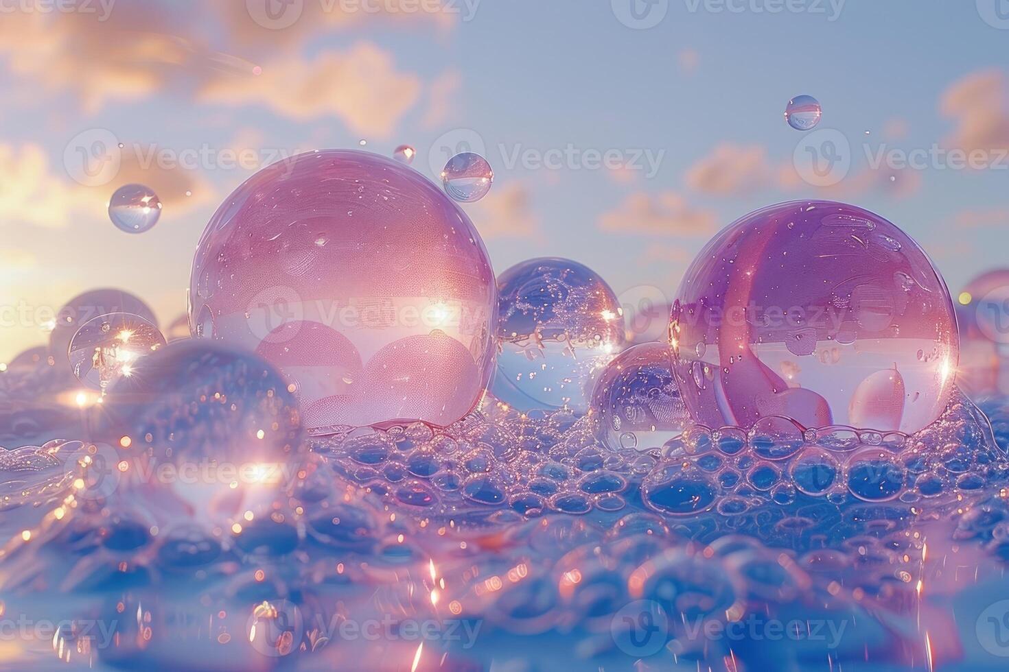ai generiert abstrakt Wasser Luftblasen bunt Hintergrund Design Bilder foto