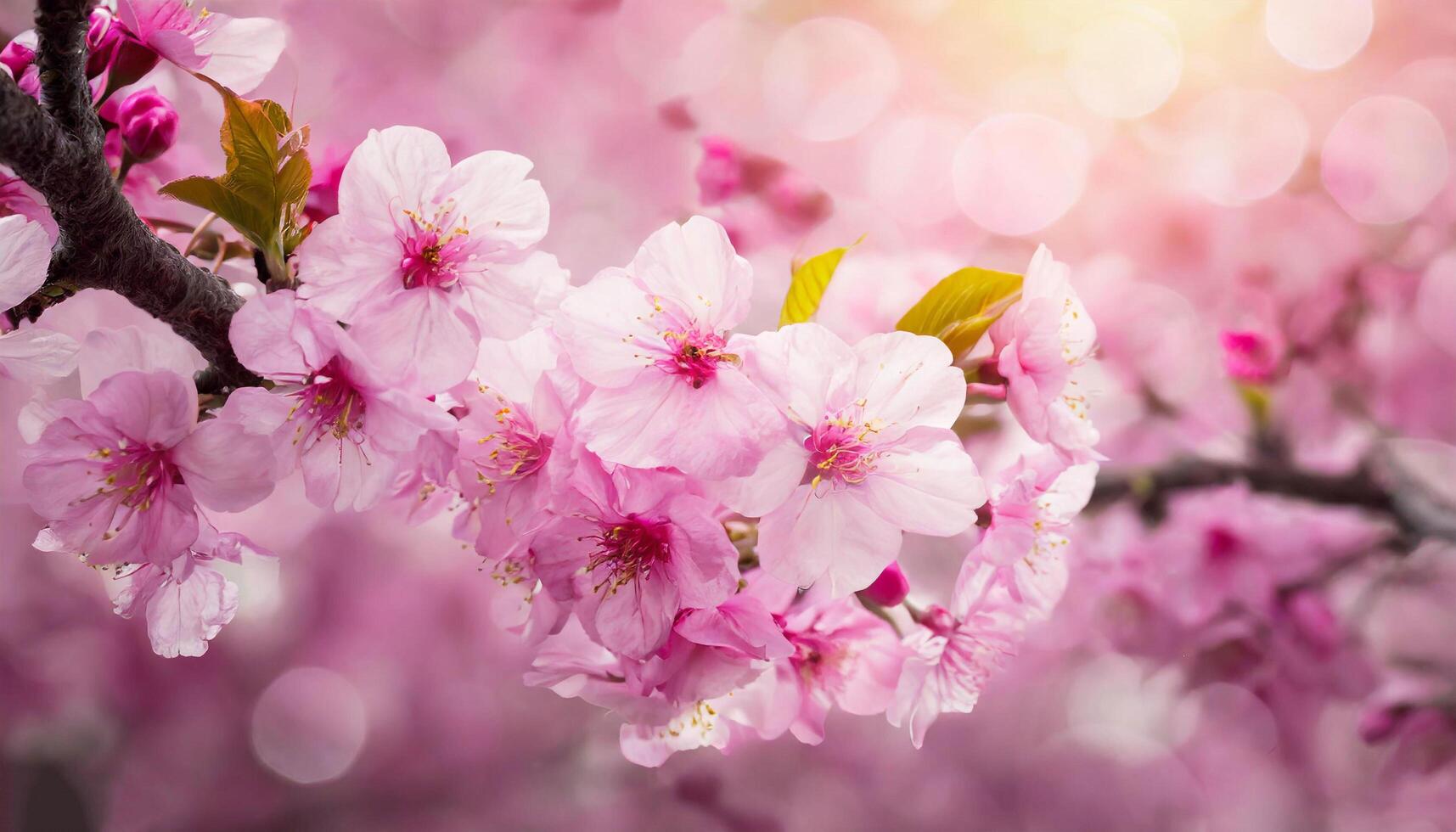 ai generiert Kirsche Blüten im voll blühen gefangen während ein beschwingt Frühling Tag foto