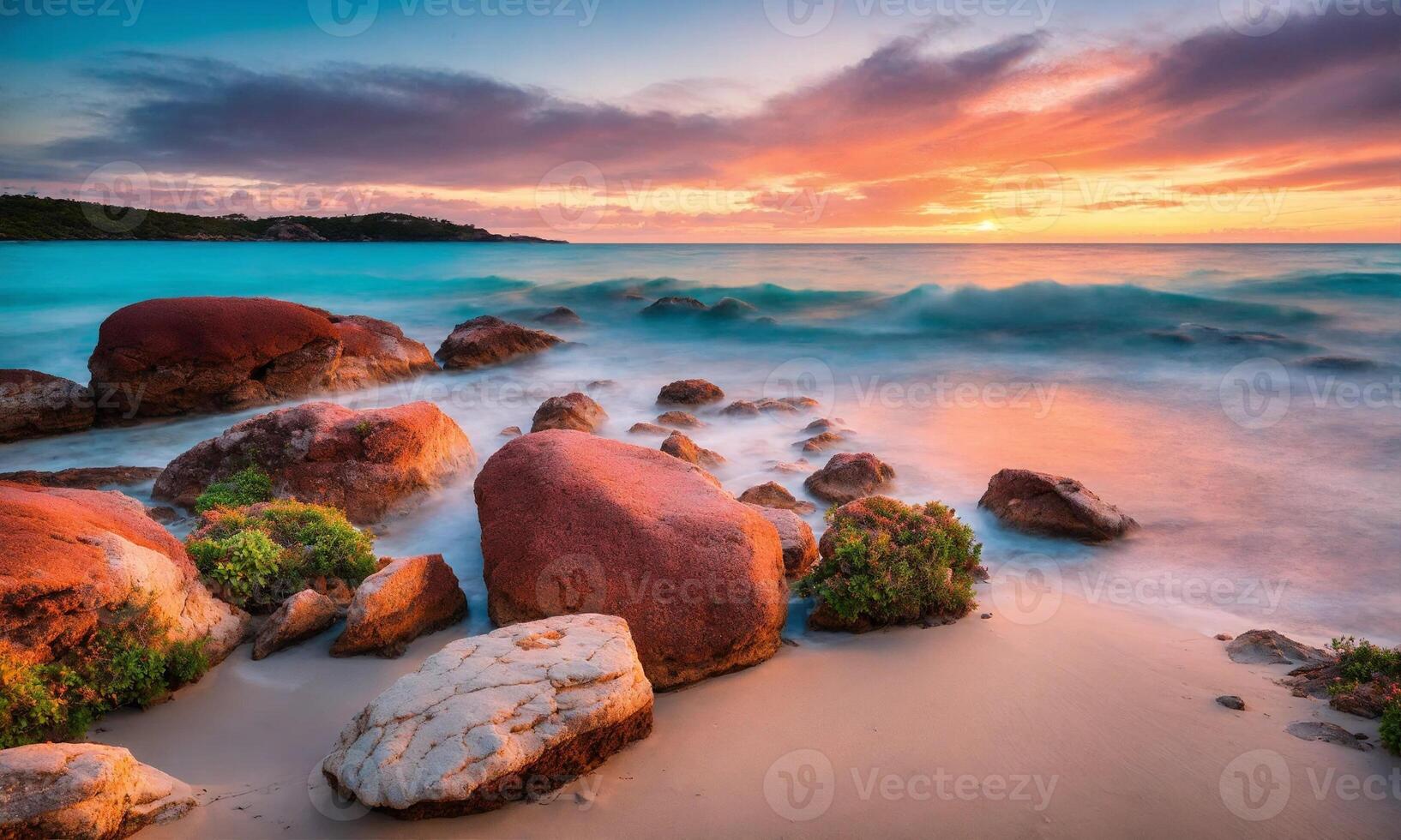 ai generiert Nahansicht Meer Sand Strand. Panorama- Strand Landschaft. inspirieren tropisch Strand Seelandschaft Horizont foto